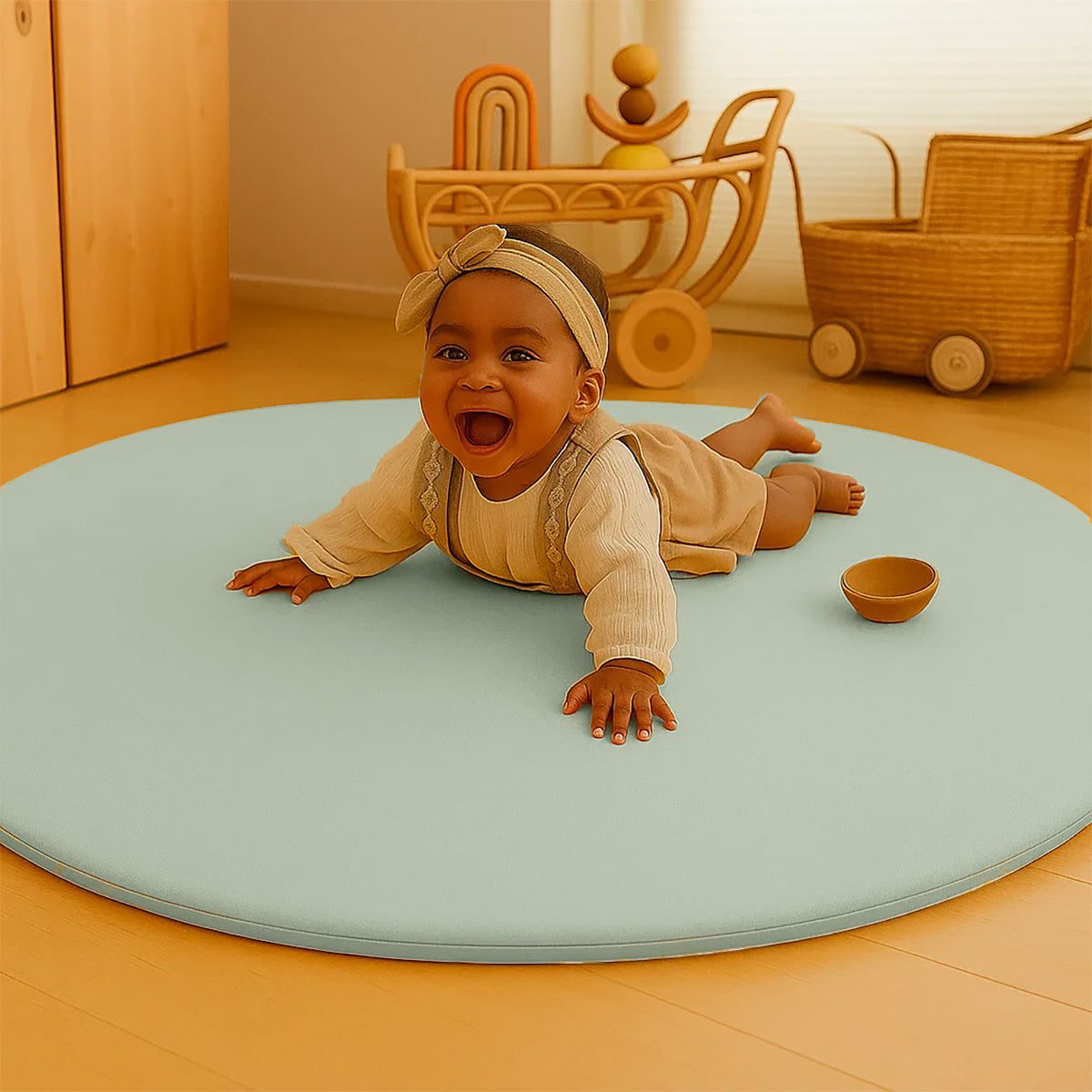Organic Cotton Activity Mat Havane - Green