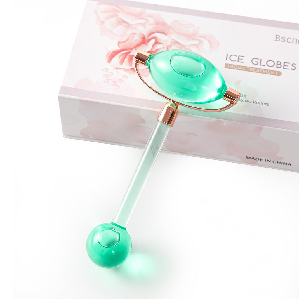 2-in-1 Ice Globes Facial Massager, De-Puff & Cooling (Green)