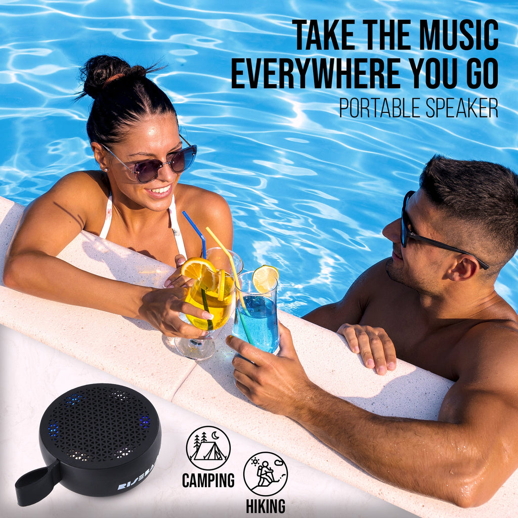RISEBASS Waterproof Bluetooth Shower Speaker with LED Light & Hands-Free