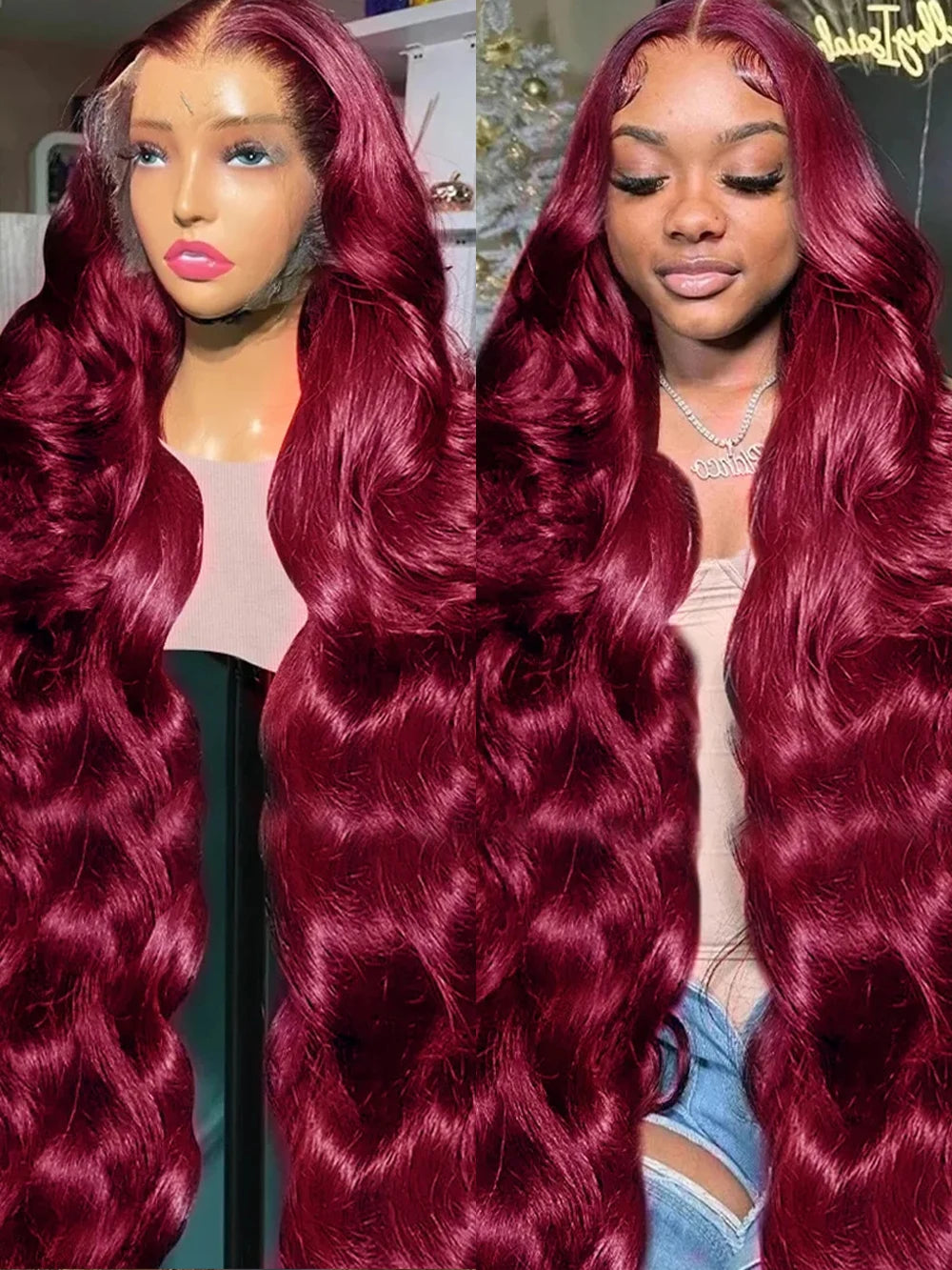 99j Burgundy Lace Front Human Hair Wig Body Wave 13x6 HD Frontal Wigs