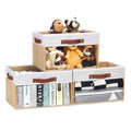 HNZIGE Collapsible Fabric Storage Bins with Clear Window, 3-Pack (White Beige)