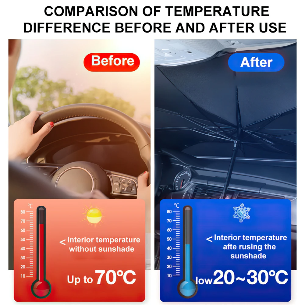 57" Umbrella Windshield Sun Shade - Foldable