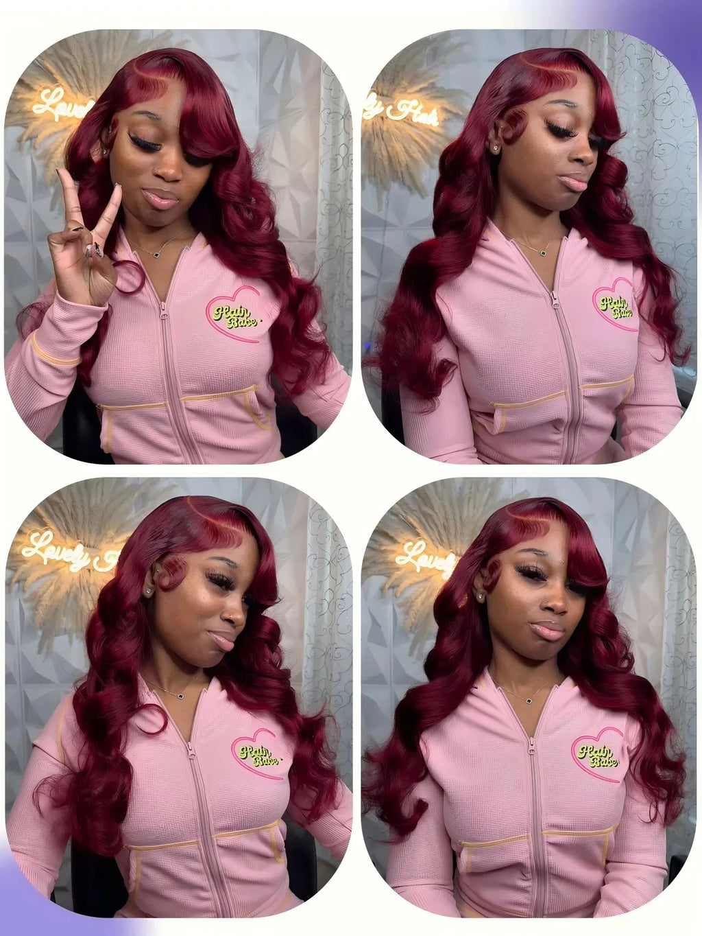 HD Transparent 99J Burgundy Body Wave Lace Front Wig Pre Plucked 13x4