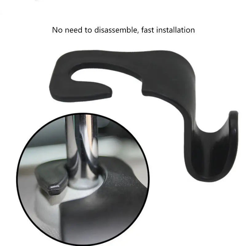 Car Seat Headrest Hook Hanger Organizer - Black