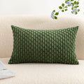 Corduroy Lumbar Throw Pillow Cover 12x20 - Boho Striped, Moss Green