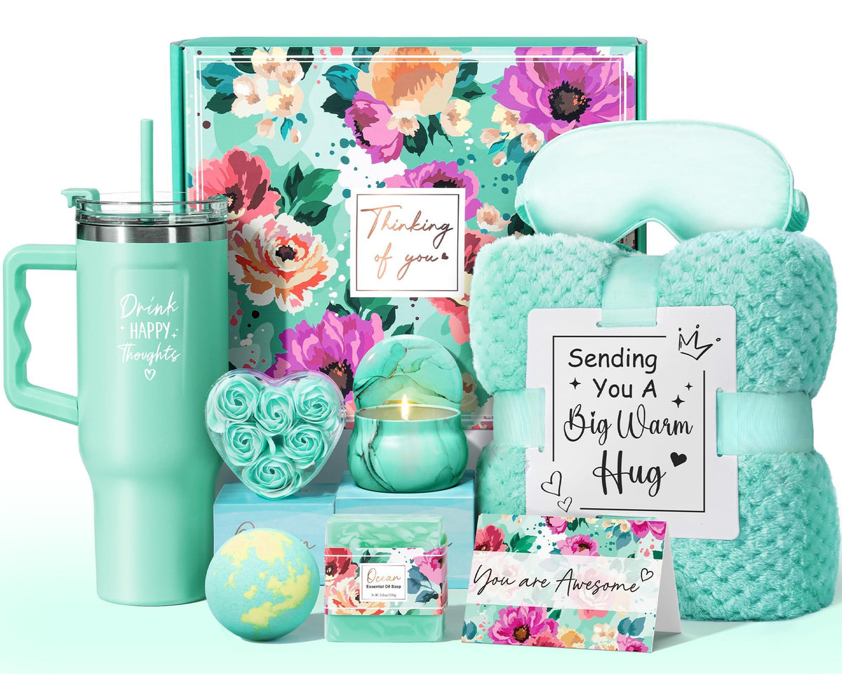 Get Well Soon Self Care Gift Box with Blanket and 40oz Tumbler