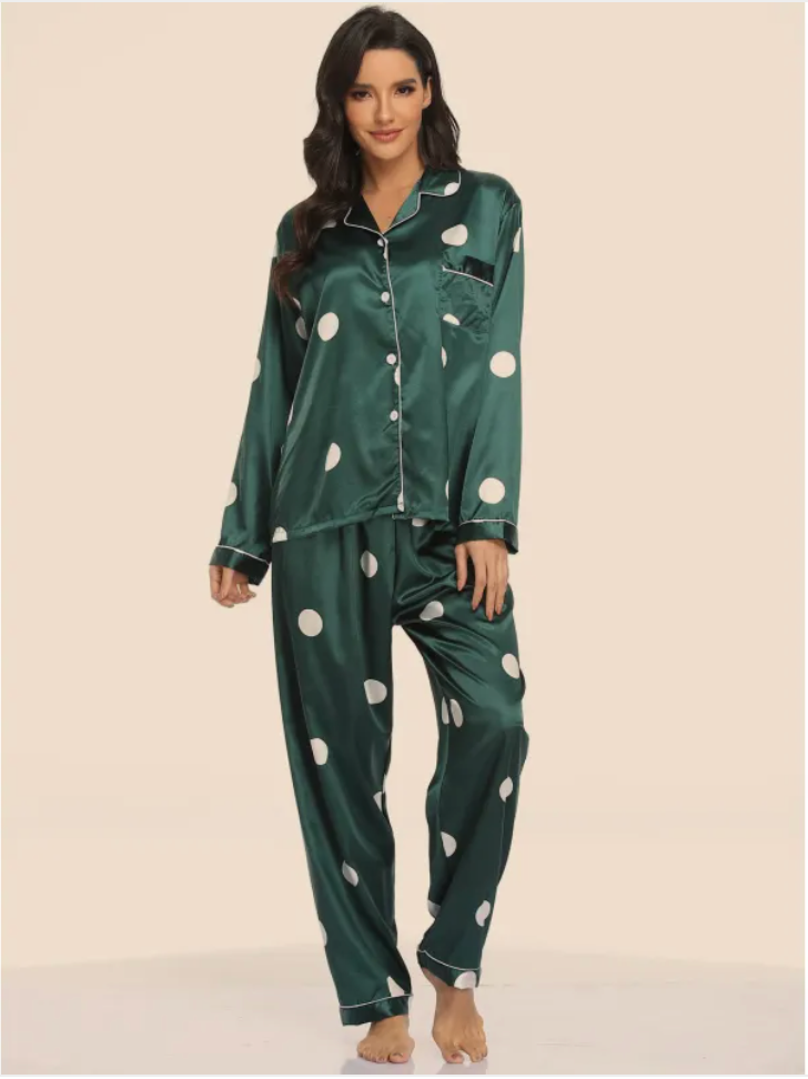 Women's Stretch Satin Two-Piece Pajama Set