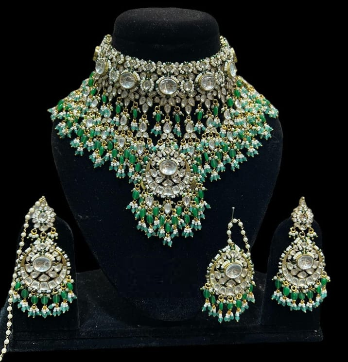 Alloy Gold-plated Green Jewel Set