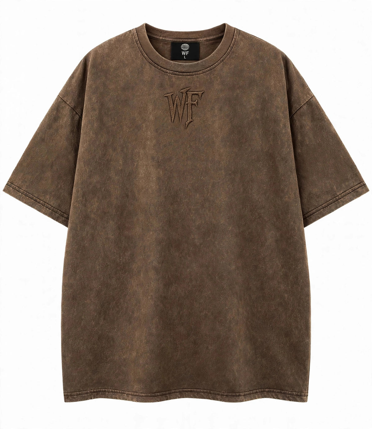 Front view - Brown - clean plain sleeves, WF emblem high on chest