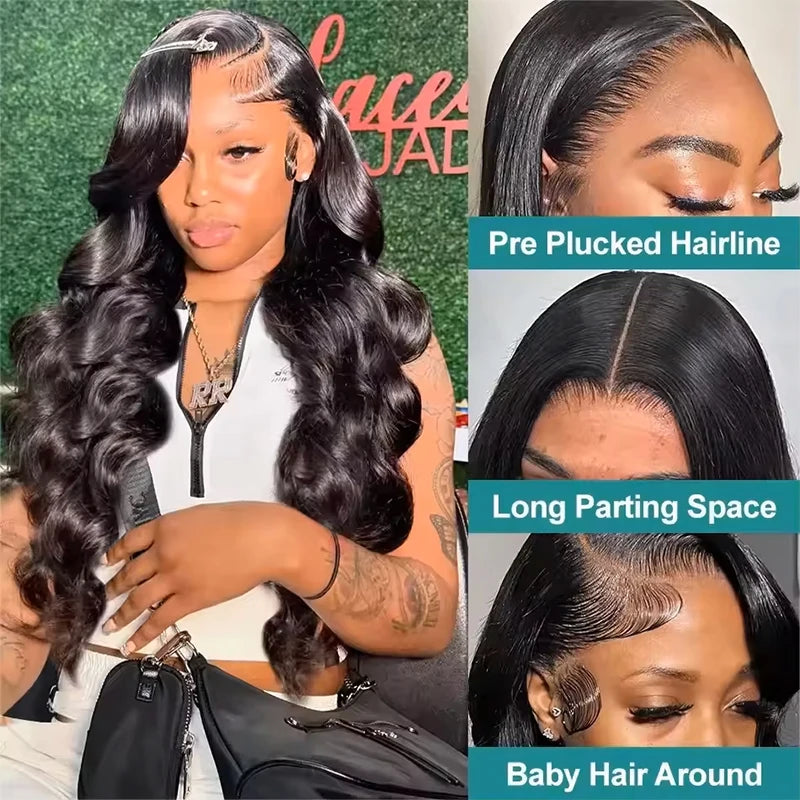 180-220% Density Natural Black 13x6 13x4 HD Transparent Lace Front