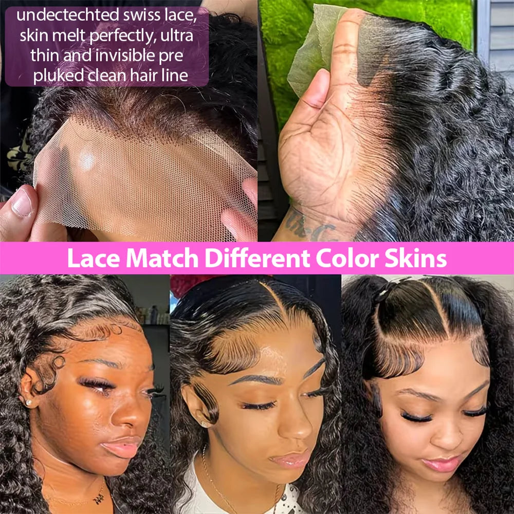 250 Density Deep Wave Wigs 13x6 HD Lace Front Human Hair Wig