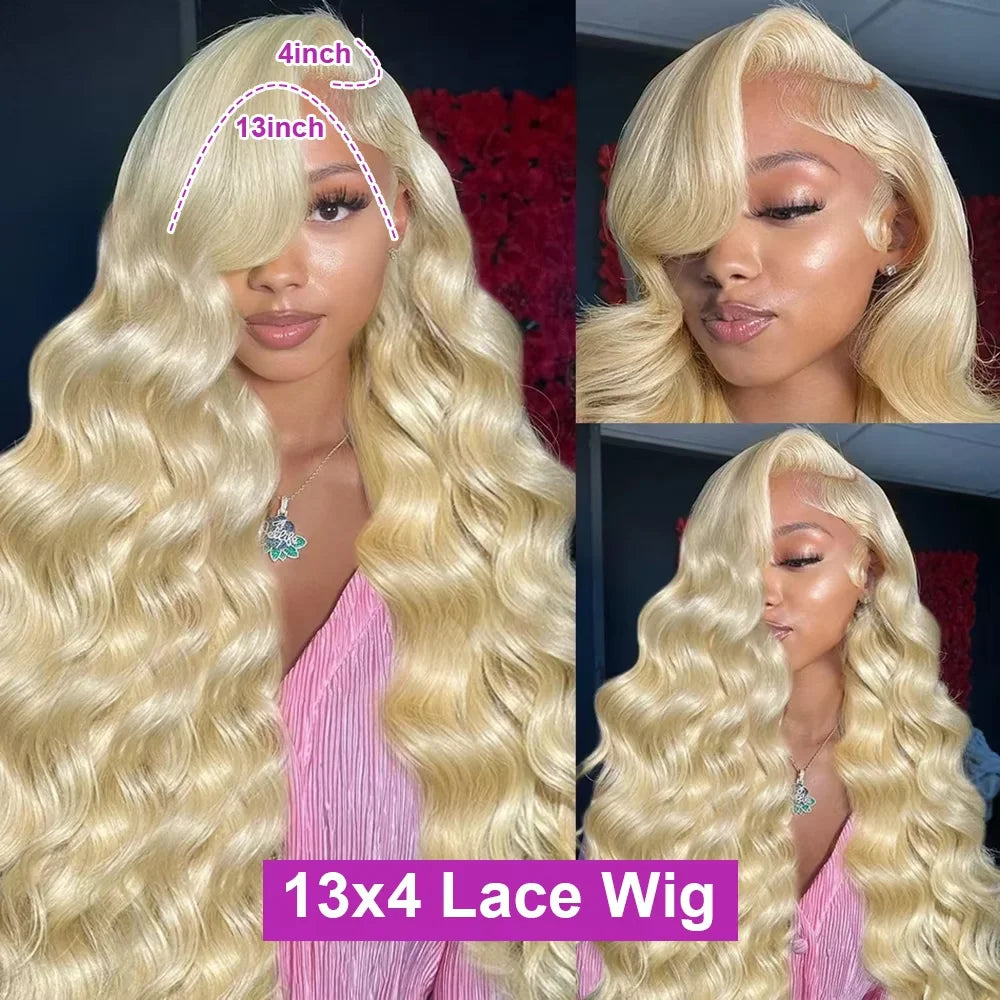 613 Honey Blonde Body Wave Brazilian Human Hair Wig 13x4 13x6 HD Lace
