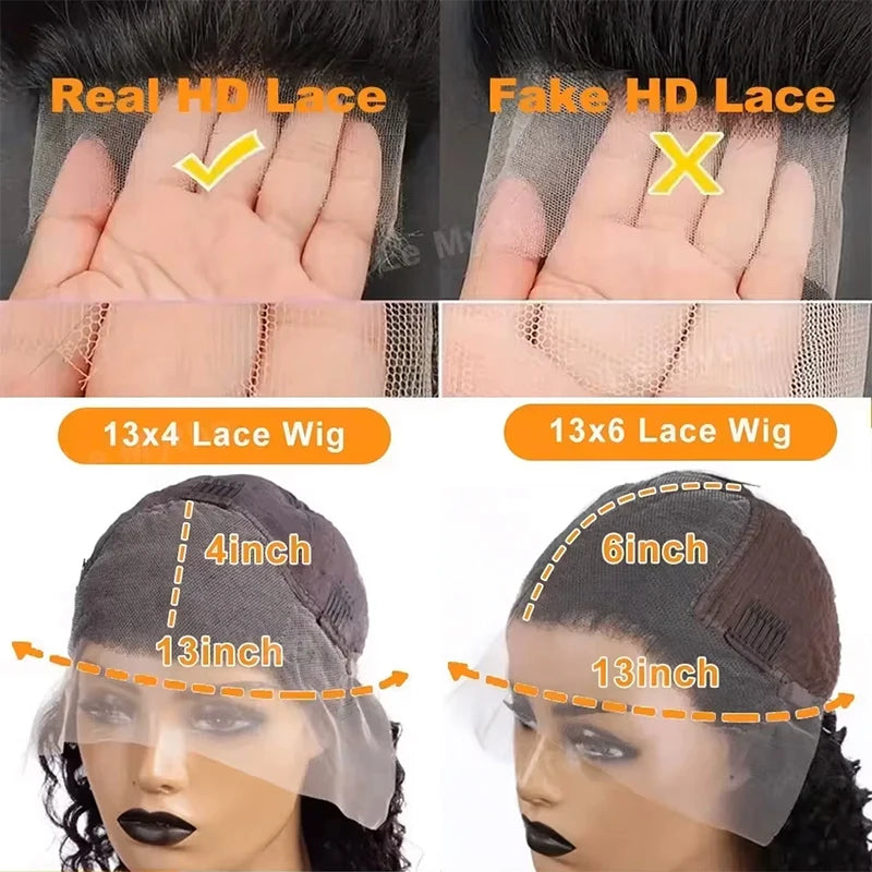 180-220% Density Natural Black 13x6 13x4 HD Transparent Lace Front