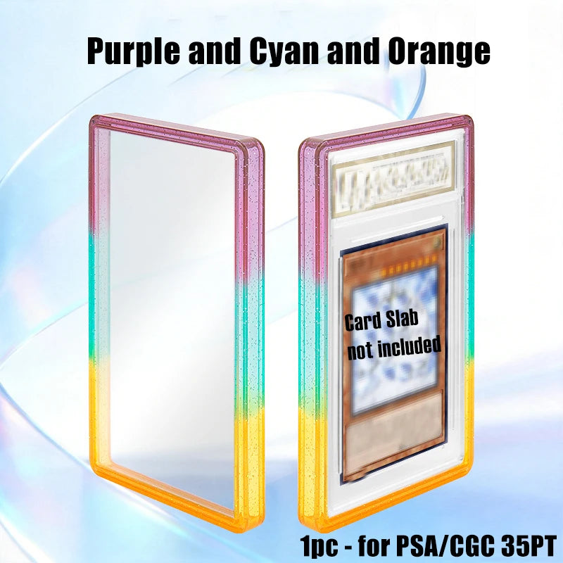 Stackable Slab Case for PSA CGC 35PT Graded Card, TPU Slab Bumper Protector with Back Panel ,Multicolor Gillter, For PTCG