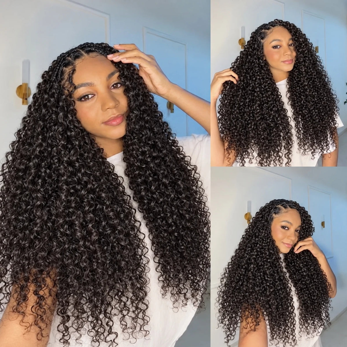 Kinky Curly Human Hair Crochet Extensions Small Spiral Curls Feather