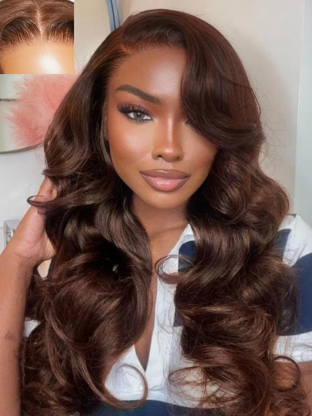 Chocolate Brown Wig Body Wave 13x6 HD Lace Frontal Wigs Human Hair