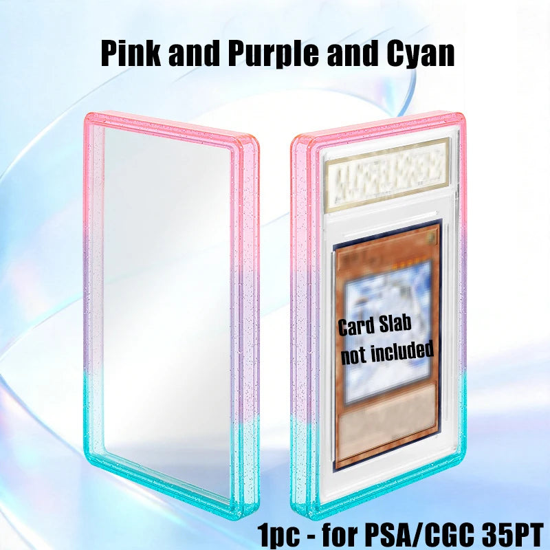 Stackable Slab Case for PSA CGC 35PT Graded Card, TPU Slab Bumper Protector with Back Panel ,Multicolor Gillter, For PTCG