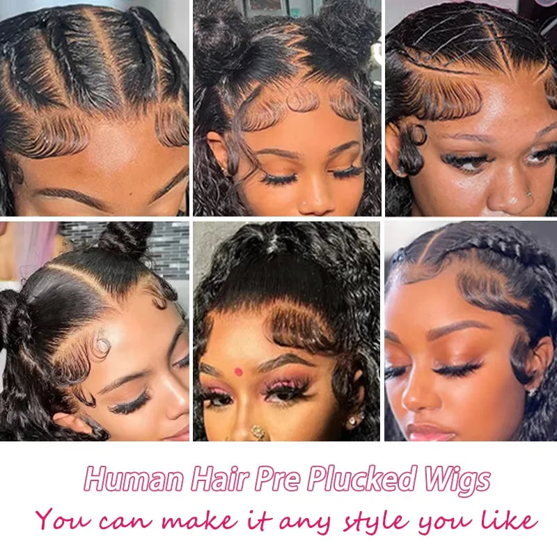 Deep Wave Human Hair Front Wig 13x4 13x6 7x6 HD Lace 40 42 Inches