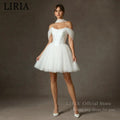 LIRIA Chic Short Wedding Dress for Bride Off the Shoulder Corset Mini Wedding Gowns White A Line Lace Up Elegant Bridal Dresses
